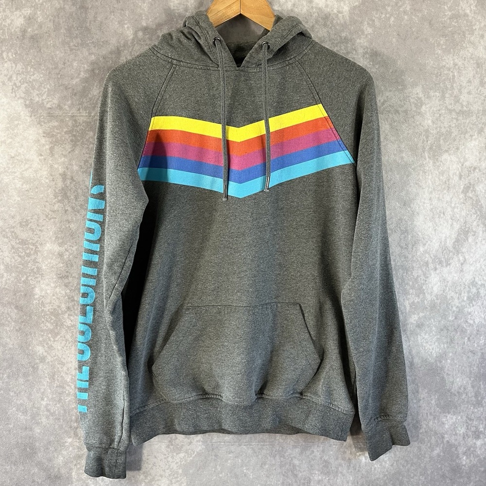 The Color Run Hoodie Men Adult Small Gray Rainbow Chevron Graphic Pullover